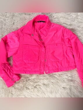 Zara Neon Pink Puffer Jacket